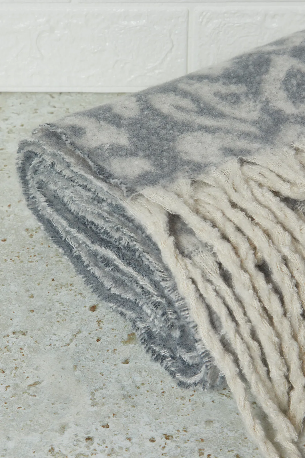 Women Grey Knitted Blanket Scarf