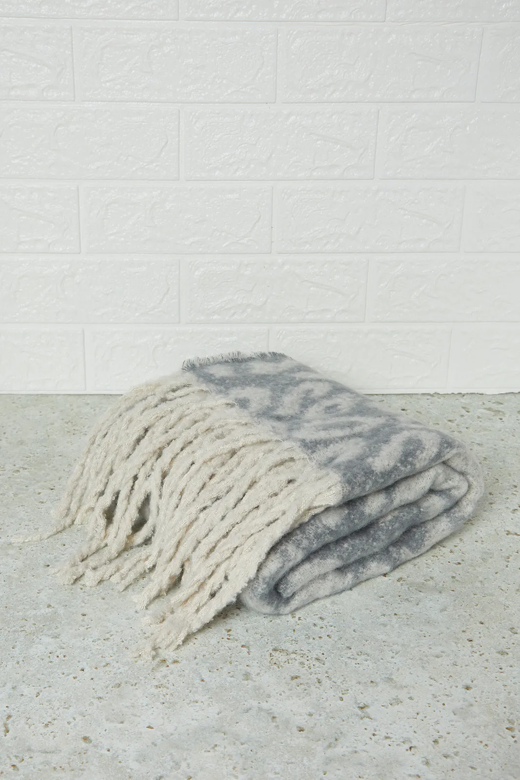 Women Grey Knitted Blanket Scarf