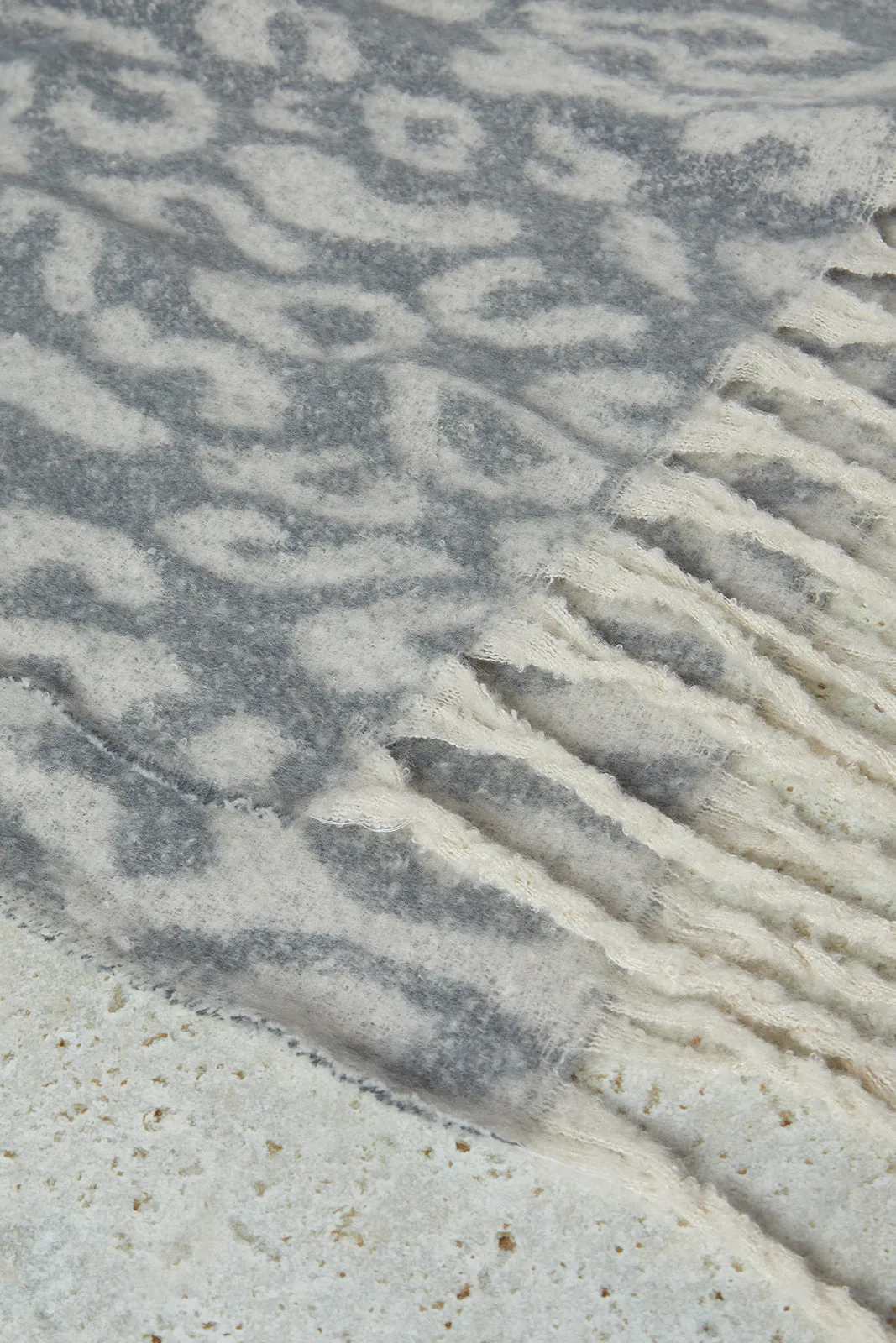 Women Grey Knitted Blanket Scarf
