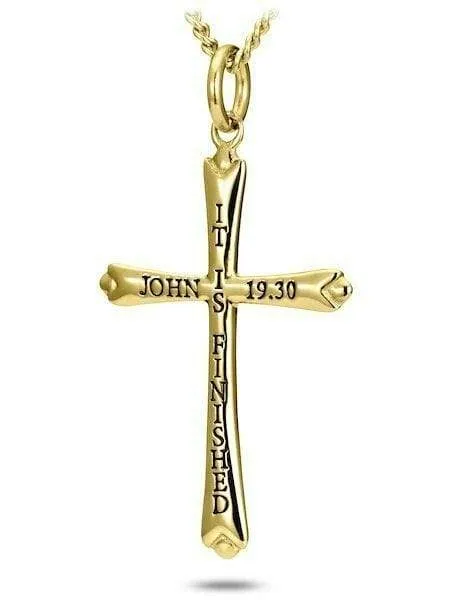 Women's Gold Plated Stainless Steel Cross Necklace John 19:30