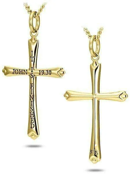 Women's Gold Plated Stainless Steel Cross Necklace John 19:30