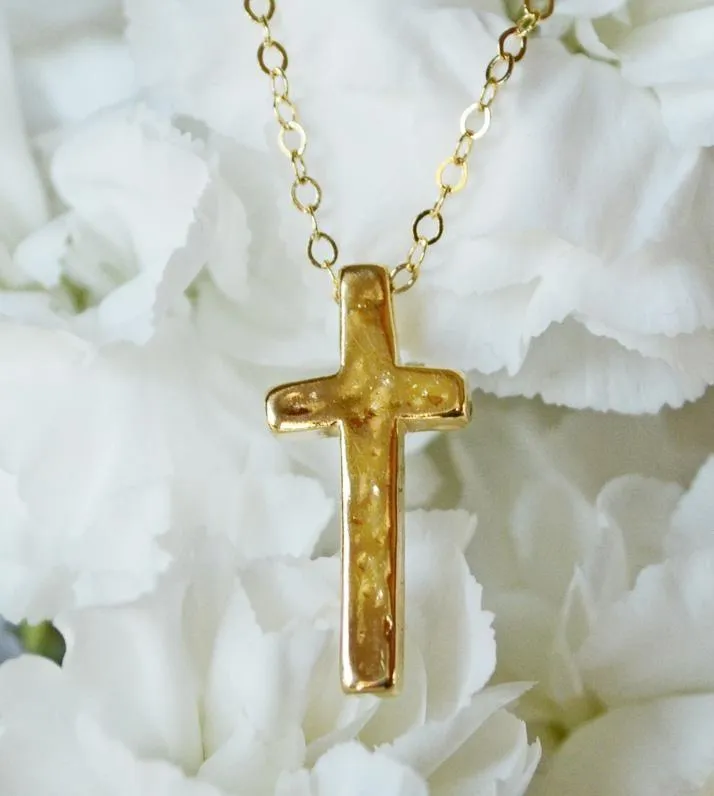 Women's Hammered 14K Gold Vermeil Cross Necklace