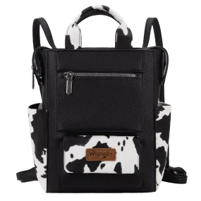 Wrangler Ladies Black & White Cow Print Tote Shoulder Bag Convertible Backpack WG161-9112BK-OW