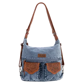 Wrangler Ladies Floral Tooled Jean Denim Hobo Bag WG103-2008JN